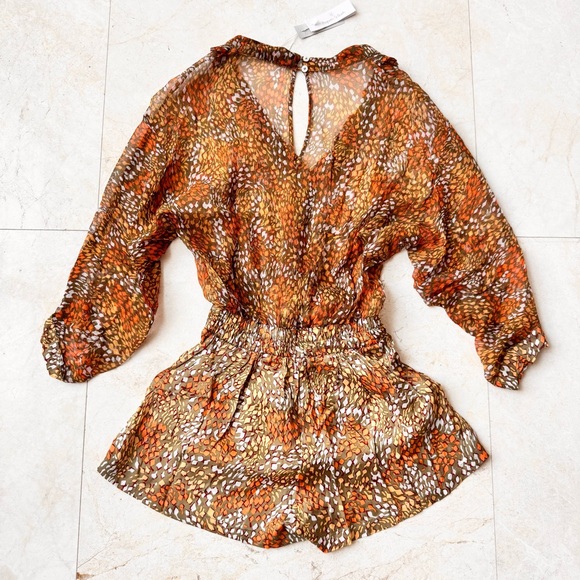 Poupette St Barth Silk Printed Short Romper Jumpsuit size XS - Picture 5 of 12